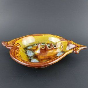 Vtg California Pottery Leaf A93 USA Brown Ashtray